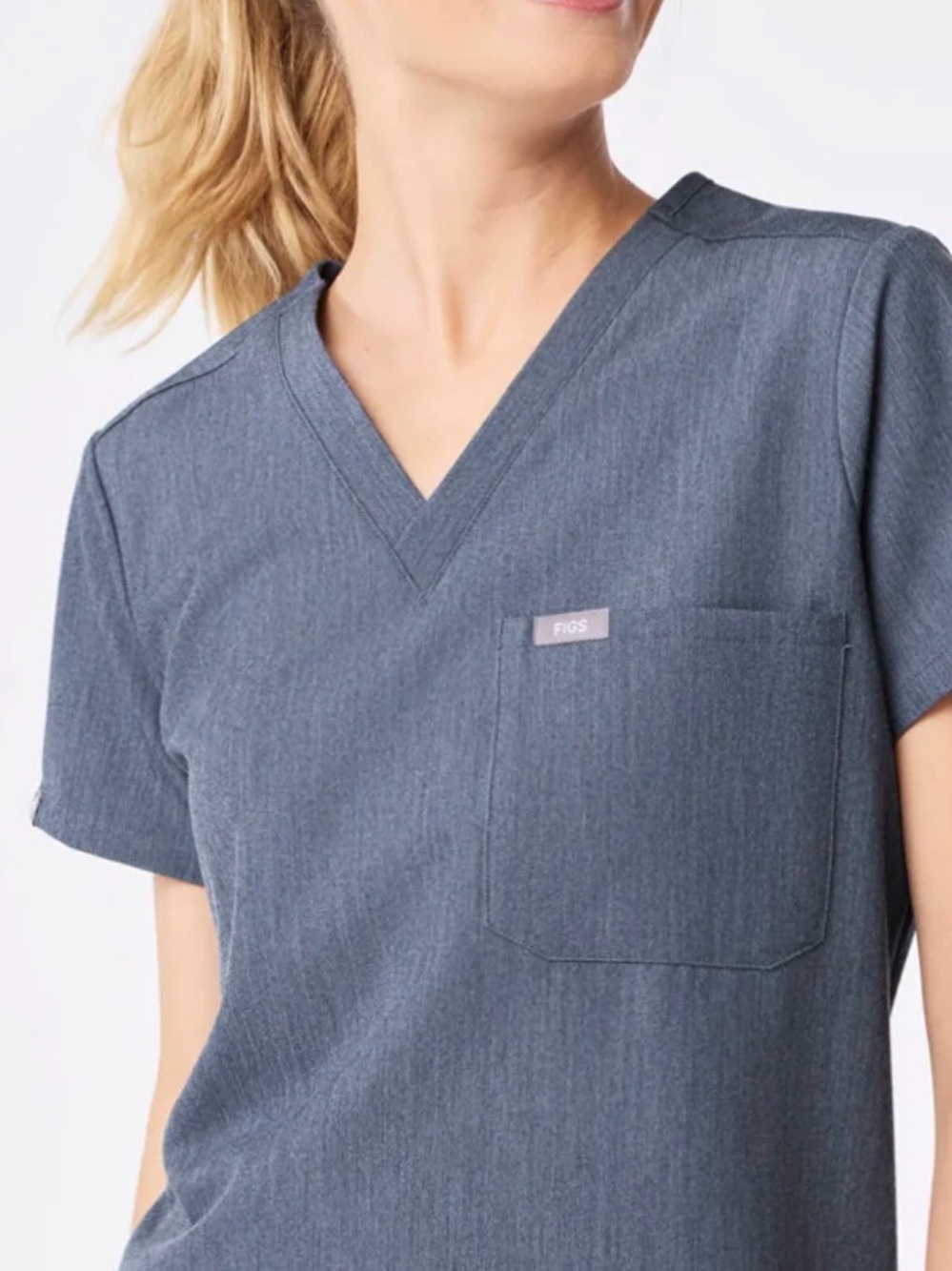 FIGS caterina Scrub Top denim xxs